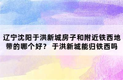 辽宁沈阳于洪新城房子和附近铁西地带的哪个好？ 于洪新城能归铁西吗